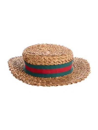 Pre-owned Gucci Straw Sun Hat In Neutral