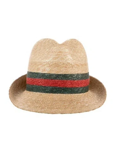 Pre-owned Gucci Straw Sun Hat In Neutrals