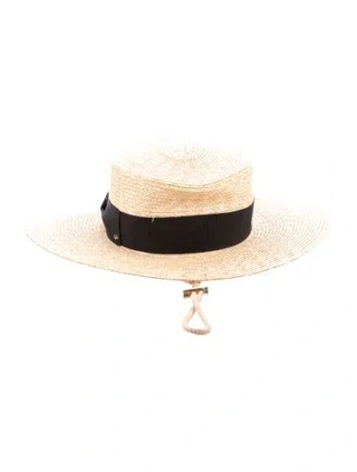 Pre-owned Gucci Straw Wide Brim Hat In Black/neutrals