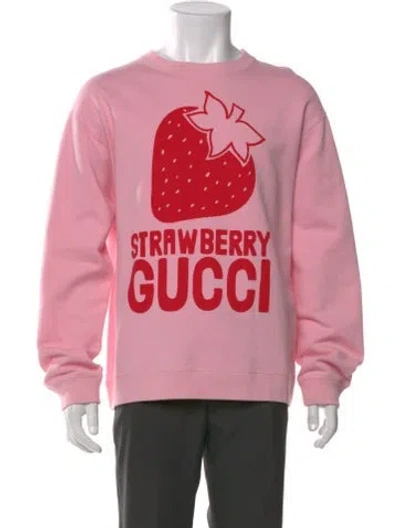 Pre-owned Gucci Strawberry Graphic Print Sweatshirt In Pink