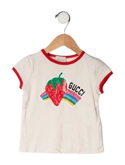 Pre-owned Gucci Babies' Strawberry Print Short Sleeve Shirt In Neutrals