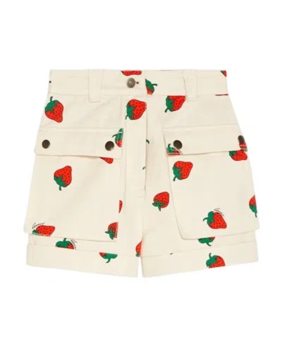 Gucci Strawberry Printed Shorts In White