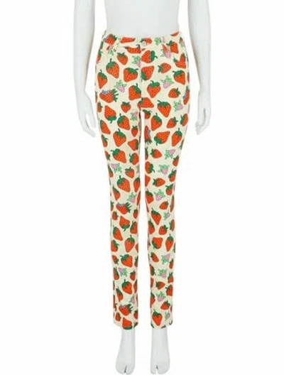 Pre-owned Gucci Strawberry Skinny Leg Jeans W/ Tags In Yellow