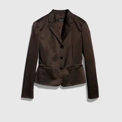 Gucci Stretch Acetate Duchesse Jacket In Brown