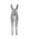Gucci Stretch Chenille Jumpsuit With All-over Crystals In Gray