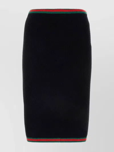 Gucci Web Stripe Midi Skirt In Black