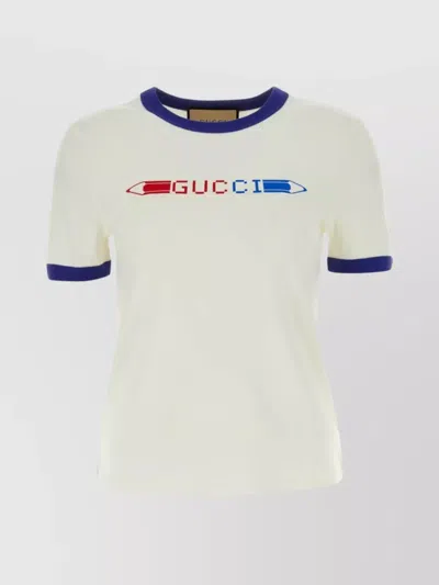 Gucci Stretch Cotton Crew Neck T-shirt In White
