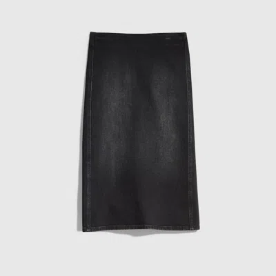 Gucci Stretch Cotton Denim Midi Skirt In Black