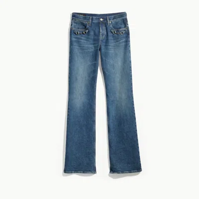 Gucci Stretch Cotton Denim With Horsebit In Blue