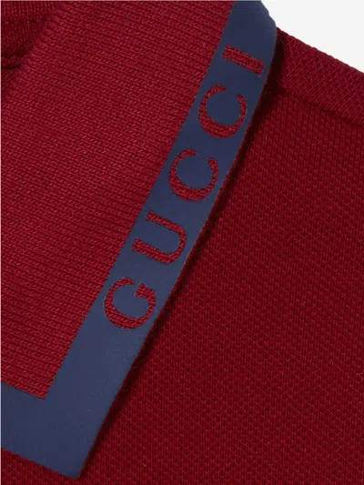 Gucci Stretch Cotton Logo Polo Shirt In Red