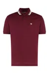 Gucci Bordeaux Polo Shirt With Striped Motif On The Collar And Double G Embroidery On The Front In C In Red