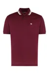 Gucci Bordeaux Polo Shirt With Striped Motif On The Collar And Double G Embroidery On The Front In C In Red