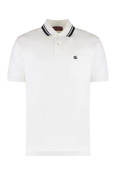Gucci Stretch Cotton Piqué Polo Shirt In White