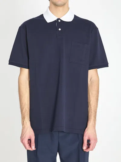 Gucci Stretch Cotton Piquet Polo In Blue