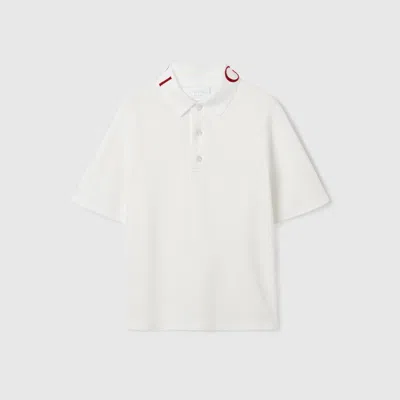 Gucci Kids' Stretch Cotton Polo Shirt In White