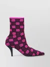 Gucci Stretch Fabric Stiletto Heel Ankle Boots In Purple