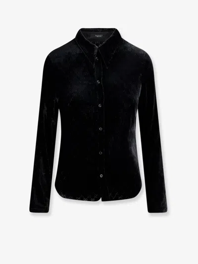 Gucci Stretch Gg Dévoré Velvet Shirt In Black