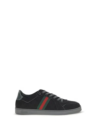 Gucci Stretch Gg Fabric With Web Stripe Sneaker In Black