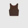 Gucci Stretch Gg Viscose Jacquard Tank Top In Brown