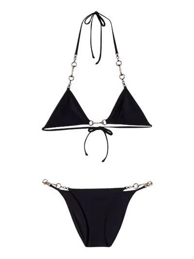 Gucci Bikini Aus Stretch-jersey Mit Horsebit In Black
