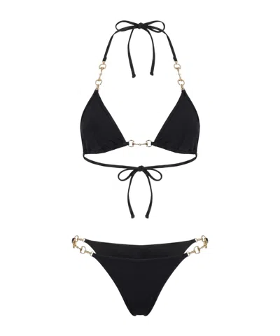 Gucci Stretch Jersey Bikini With Horsebit In Blue