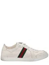 Gucci Leather Stretch Lace Up Sneakers Signature Stripe In Neutral