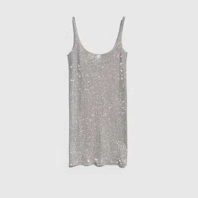 Gucci Stretch Nylon Jersey Dress With Crystals In Gray