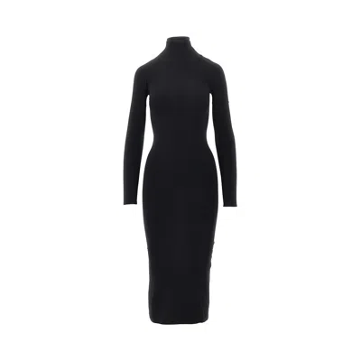 Gucci Stretch Nylon Jersey Midi Dress In Black