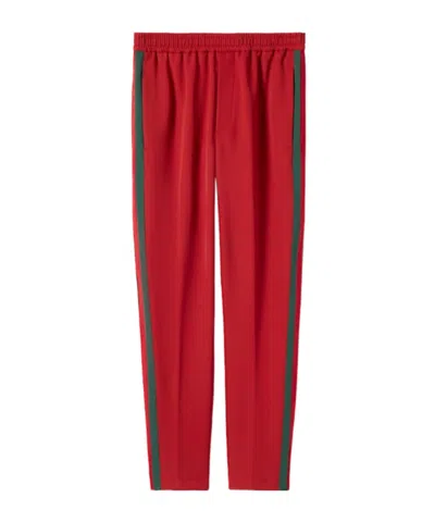 Gucci Stretch Nylon Sportswear Pants With Web In Red