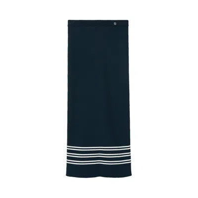 Pre-owned Gucci Stretch Rib Viscose Skirt 'blue/ivory' | Women's Size S