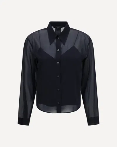 Gucci Stretch Silk Chiffon Shirt In Black