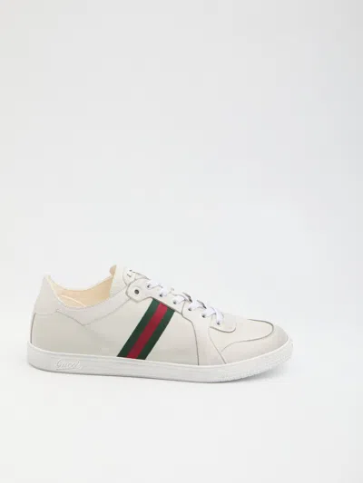 Gucci Leather Stretch Lace Up Sneakers Signature Stripe In Multi