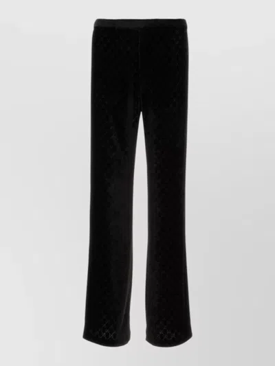 Gucci Stretch Velvet Flared Leg Tailored Pant In Black