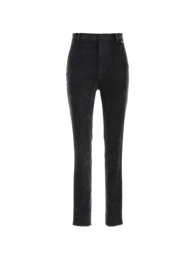 Gucci Stretch Velvet Slim Fit Trousers Belt Loops In Black