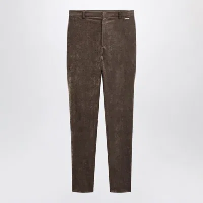 Gucci Scratched Velvet-effect Trousers In Brown