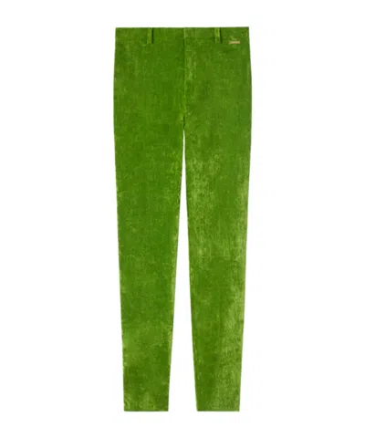 Gucci Stretch Velvet Leggings In Green