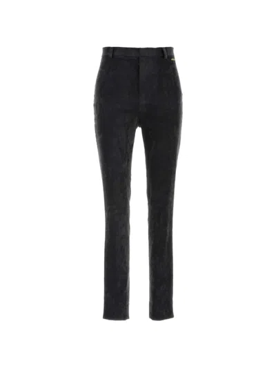 Gucci Stretch Velvet Trousers In Gray