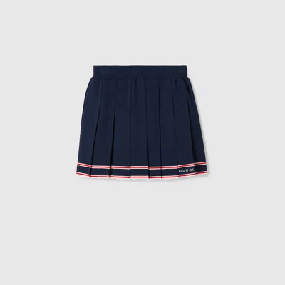 Gucci Stretch Viscose Pleated Skirt In Blue