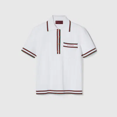 Gucci Stretch Viscose Polo Top In White