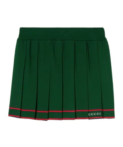 Gucci Stretch Viscose Skirt With Embroidery In Green