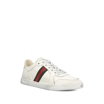 Gucci Leather Stretch Lace Up Sneakers Signature Stripe In Multi