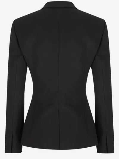 Gucci Stretch Wool Blend Blazer In Black