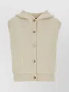 Gucci Stretch Wool Blend Sleeveless Hooded Vest In Nude