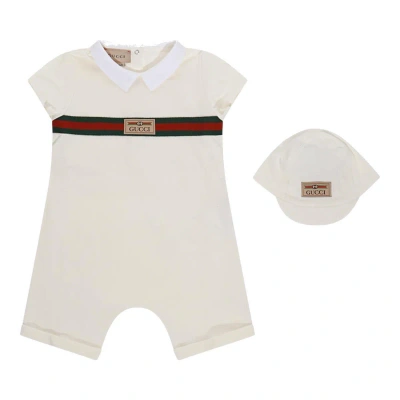 Gucci Babies' Stretched Web-stripe Tracksuit In White