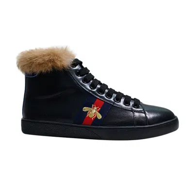 Pre-owned Gucci Stripe Ace High 'black Fur'