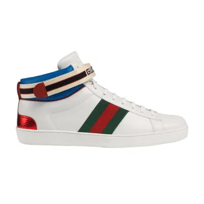 Pre-owned Gucci Stripe Ace High Top In White