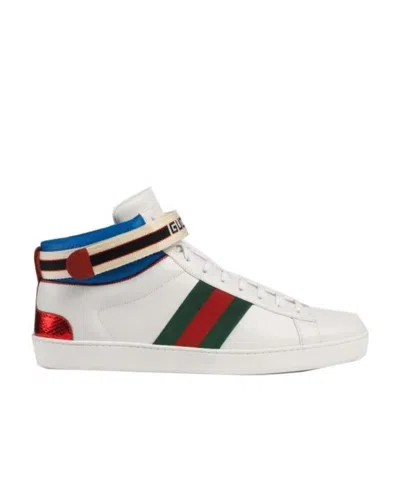Gucci Stripe Ace High-top Sneakers In White