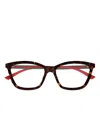 Gucci Stripe-arms Glasses In Brown