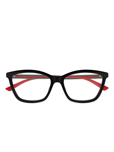 Gucci Stripe Cat-eye Glasses In Black