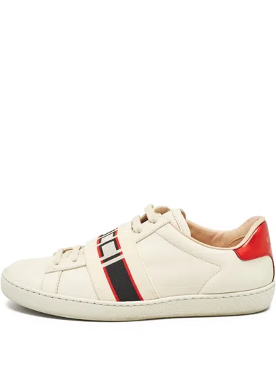 Pre-owned Gucci Stripe-detail Leather Sneakers